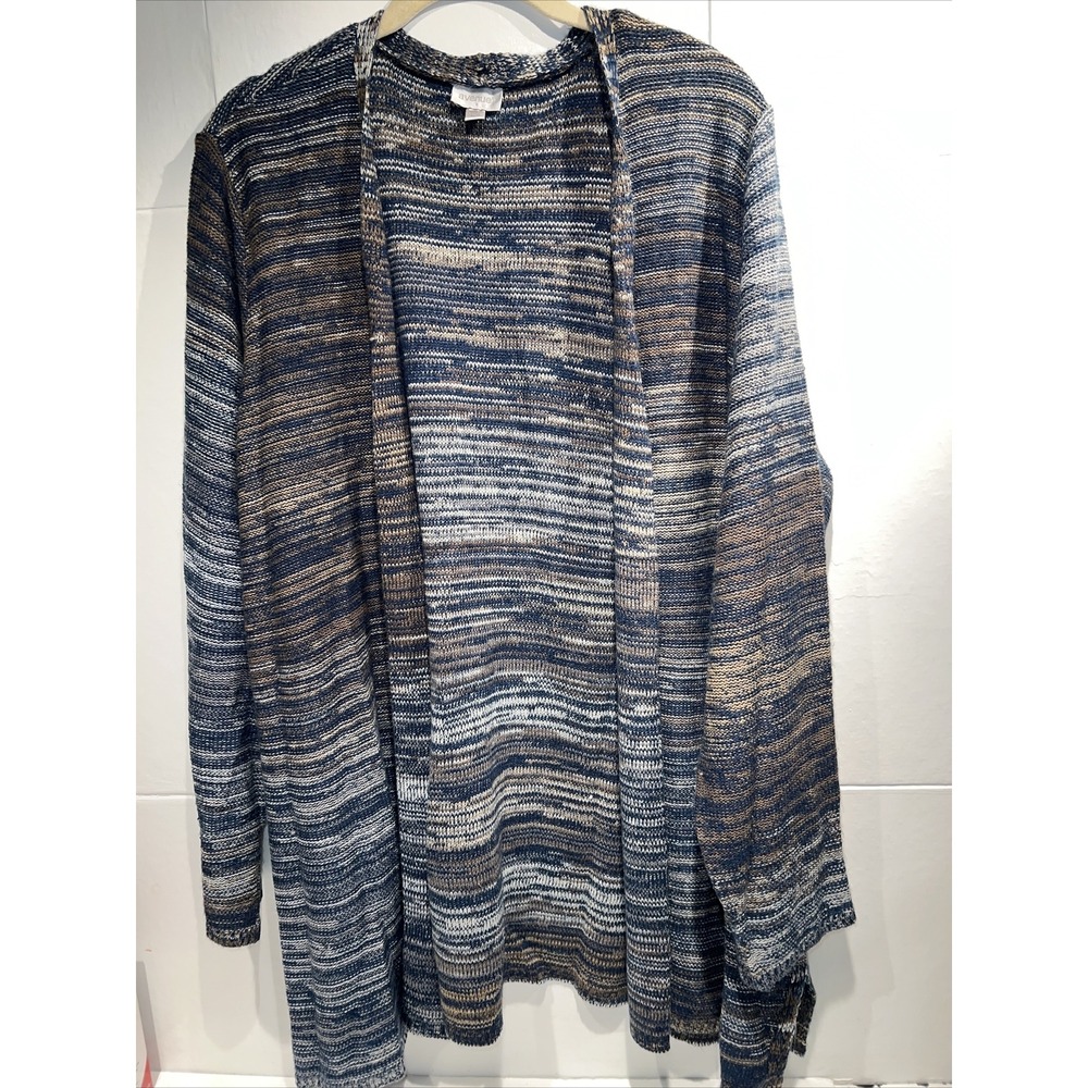 Avenue Womens Blue Open Front Cardigan Coverup King Sleeve Plus Size 26/28 Knit